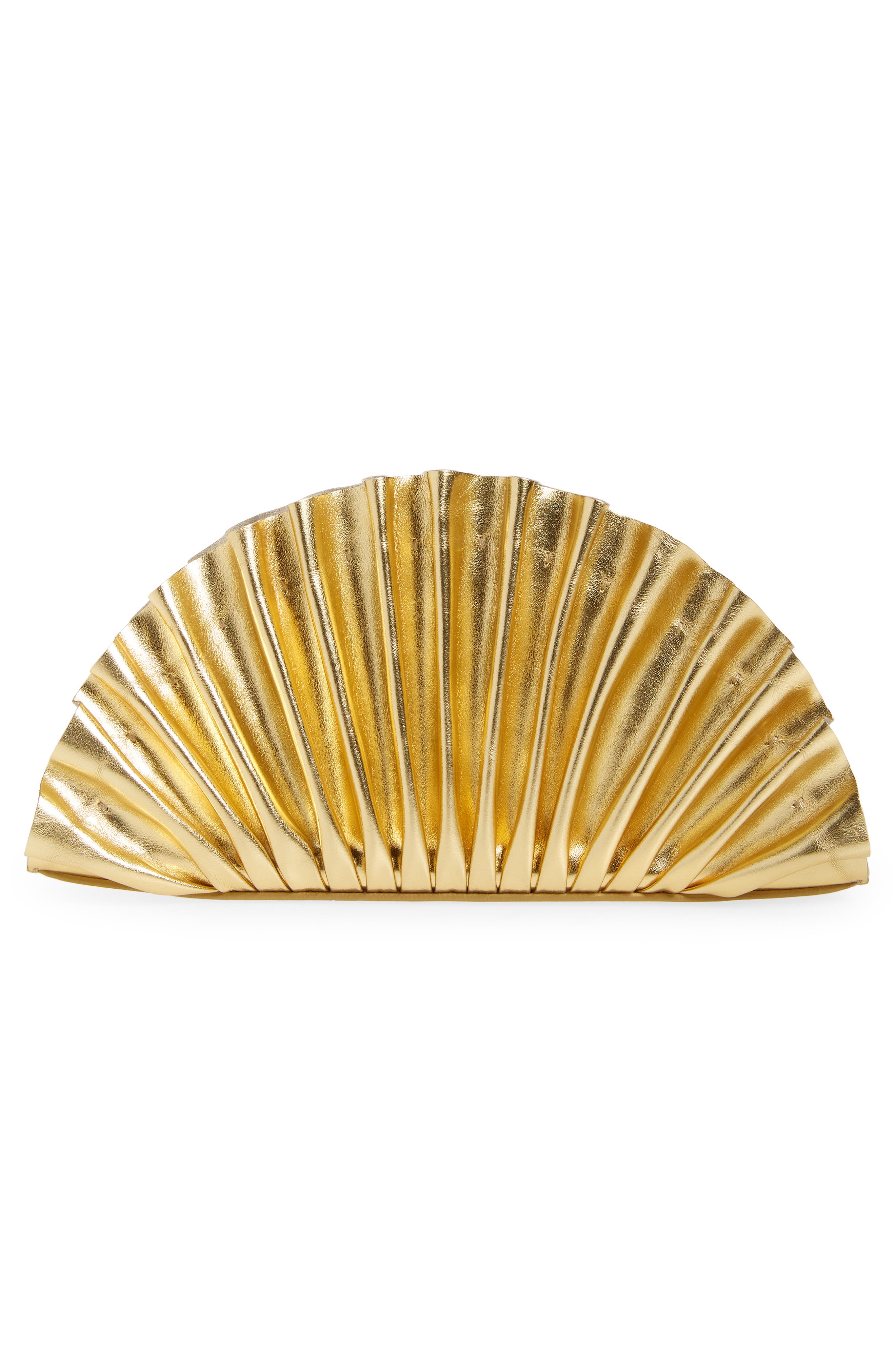 Mini Nala Metallic Leather Fan Clutch, Alternate, color, GOLD