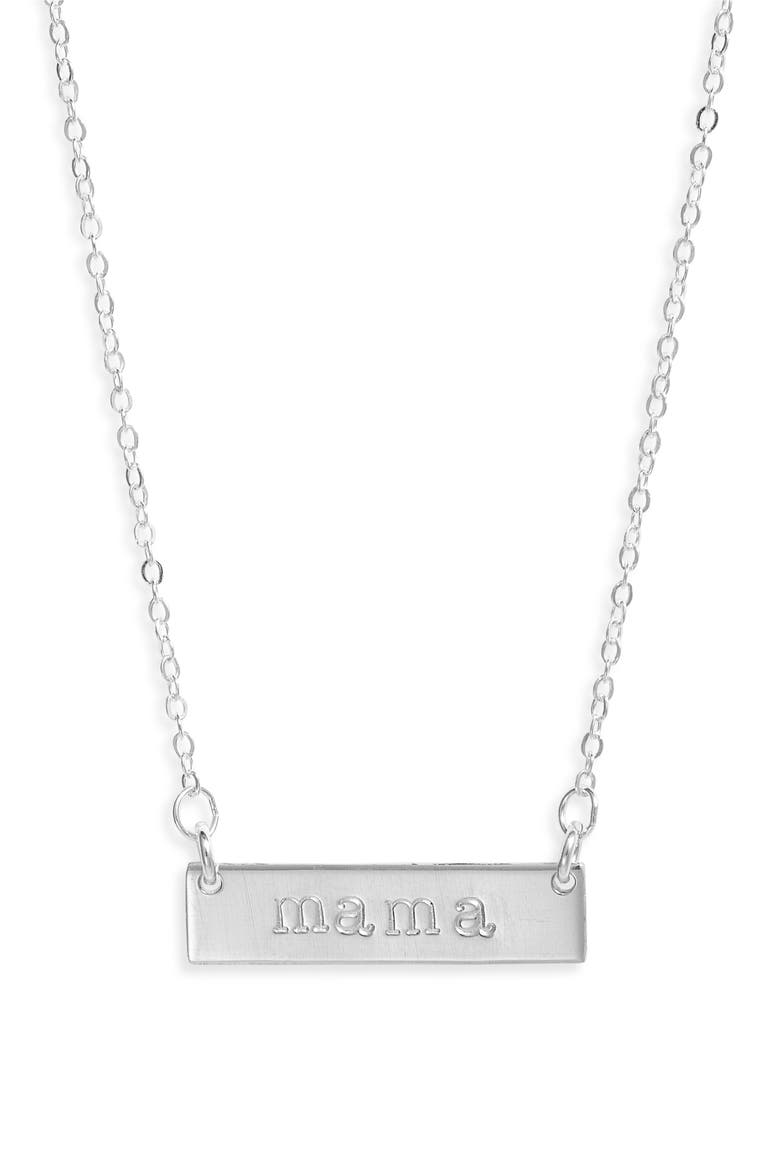 Mama Bar Pendant Necklace, Main, color, STERLING SILVER