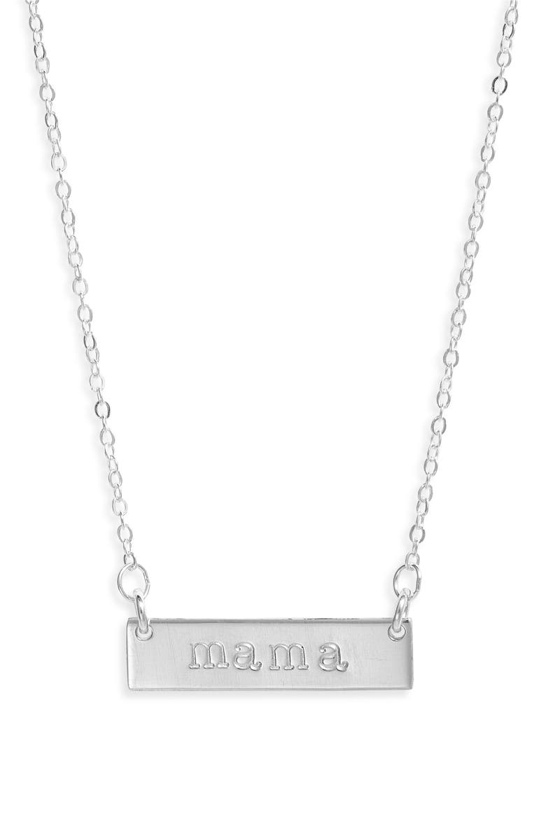 Nashelle Mama Bar Pendant Necklace, Main, color, Sterling Silver