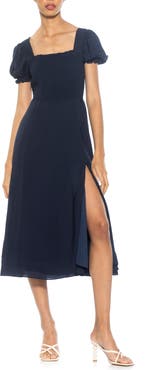 Alexia Admor Iris Smocked Short Sleeve Midi Dress