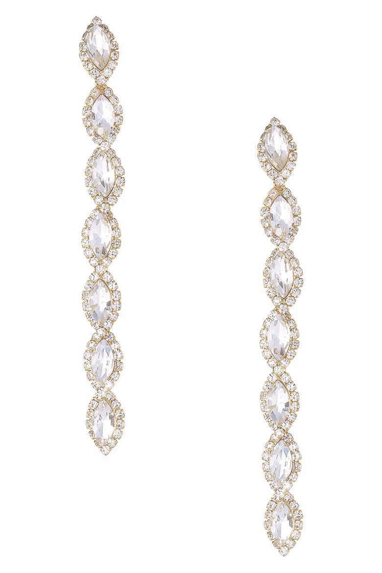 Crystal Droplet Linear Drop Earrings, Main, color, GOLD