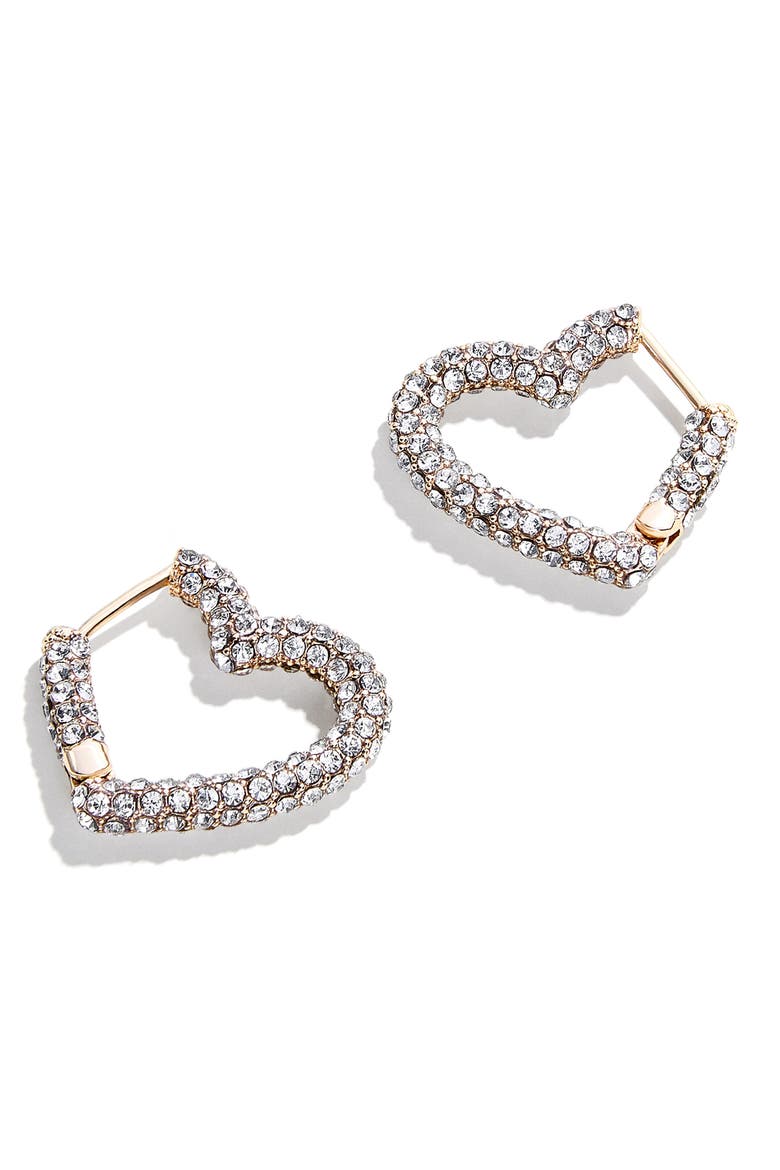Velma Pavé Heart Huggie Earrings, Main, color, GOLD