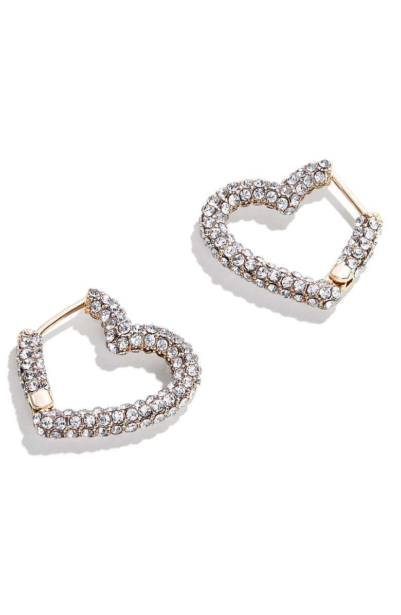BaubleBar Velma Pavé Heart Huggie Earrings, Main, color, Gold