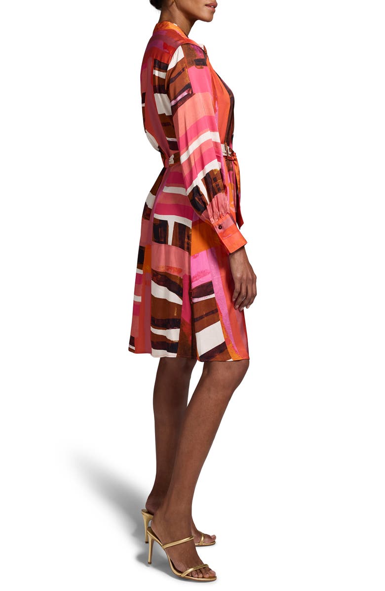 NIC+ZOE Artful Blocks Glossy Long Sleeve Shirtdress, Alternate, color, 