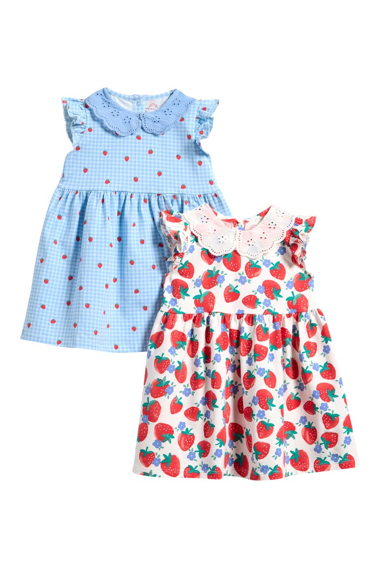 Kids' Pack of 2 Stretch Cotton Dresses, Main, color, WHITE BLUE