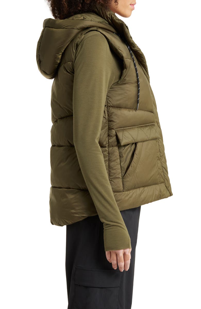 Zella Quilted Hooded Cocoon Vest, Alternate, color,