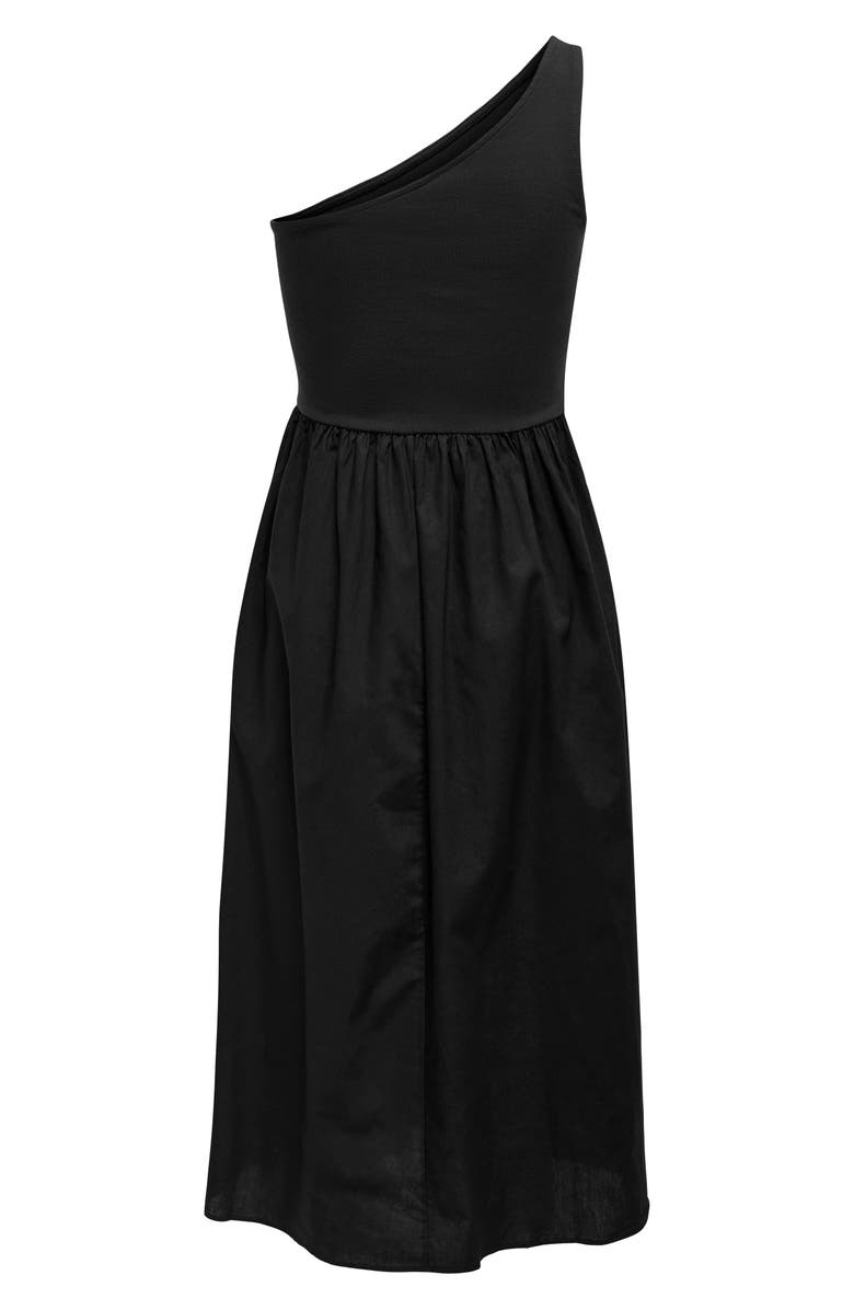 Only Iris life One-Shoulder Midi Dress, Alternate, color, Black