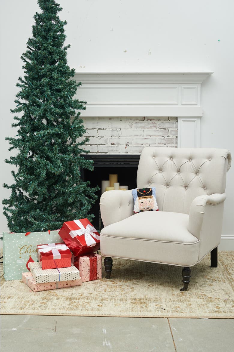 Nutcracker Hooked Mini Christmas Accent Pillow, 8" x 8", Alternate, color, Blue