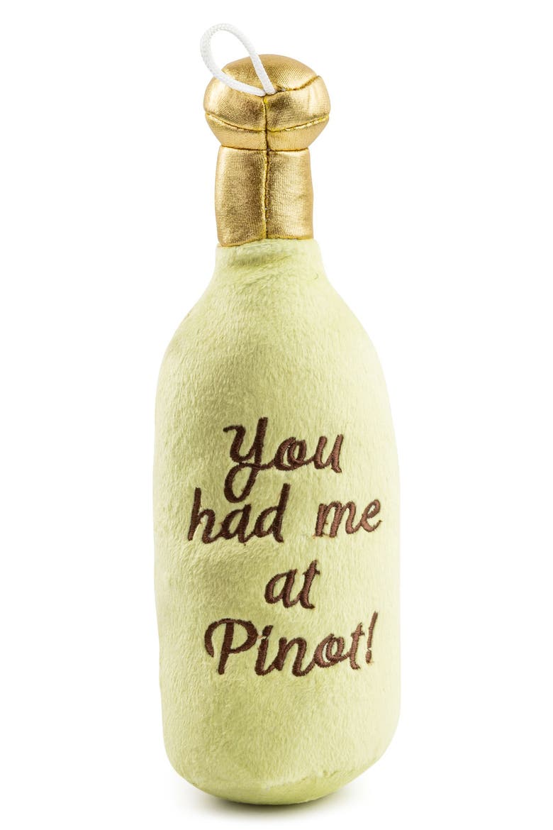 Santa Muttgarita Pinot Grrigiio Plush Dog Squeaker Toy, Alternate, color, GREEN