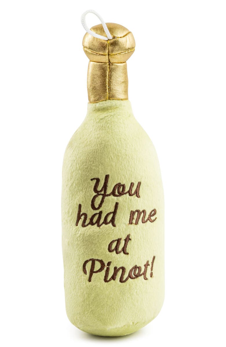 Haute Diggity Dog Santa Muttgarita Pinot Grrigiio Plush Dog Squeaker Toy, Alternate, color, Green