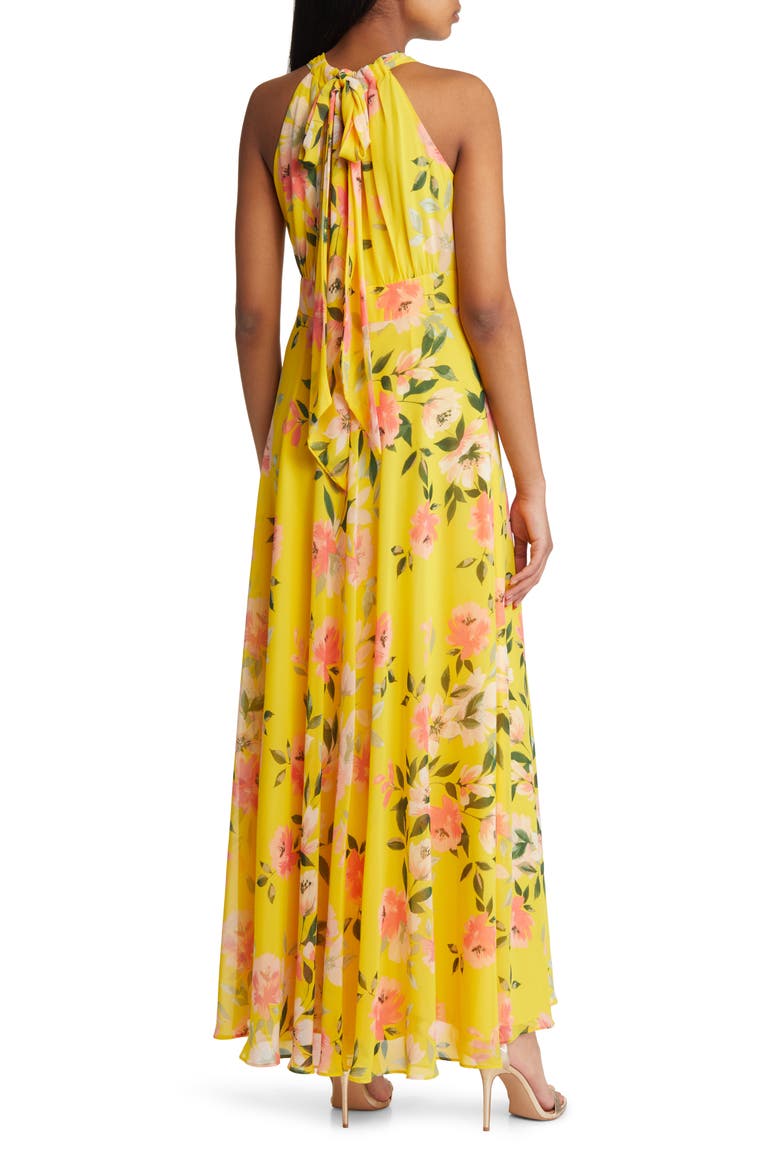 eliza j floral halter maxi dress FLYING TOMATO - Green Pink