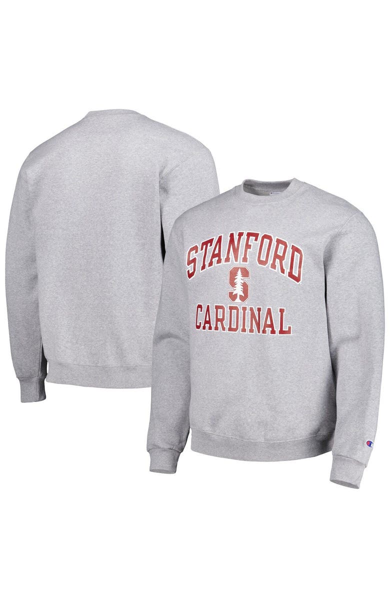 Champion Men's Champion Heather Gray Stanford Cardinal High Motor Pullover Sweatshirt, Main, color, 