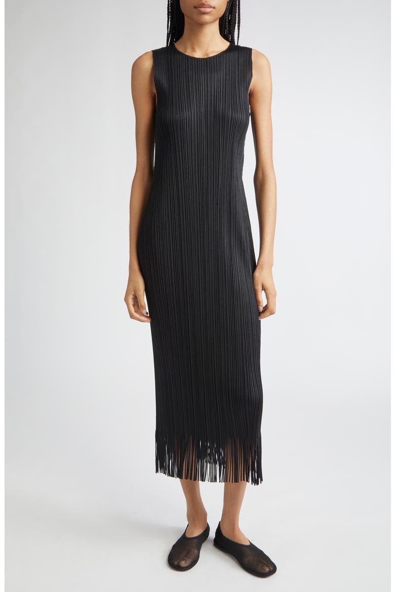プリーツプリーズ　Shiny Pleats Sleeveless Dress Pleats Please Issey Miyake Wave Pleated Sleeveless Midi Dress