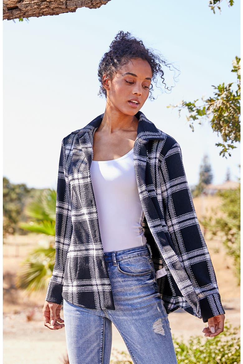 Plaid Shirt Jacket, Alternate, color, BLACK