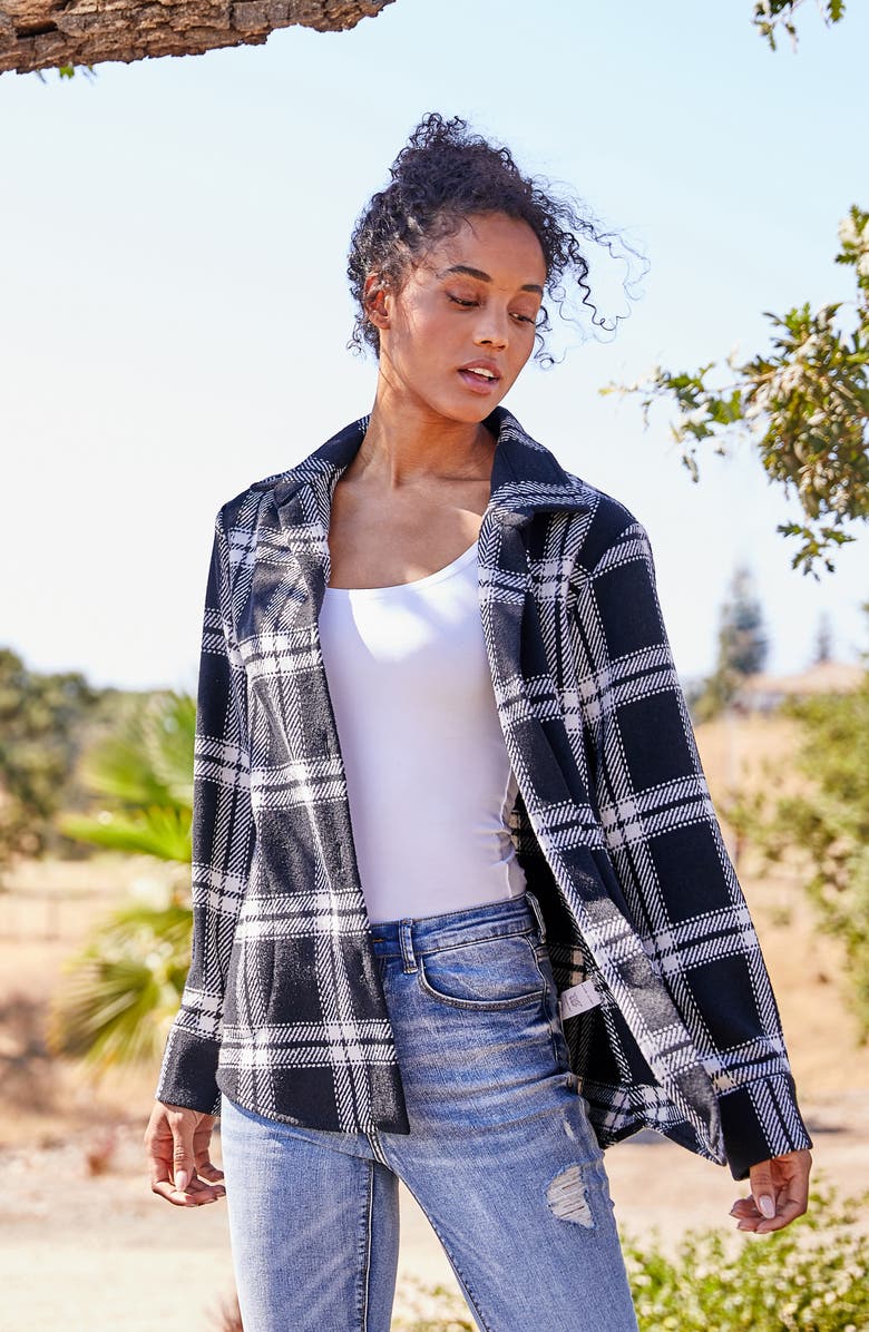 Karen Kane Plaid Shirt Jacket, Alternate, color,