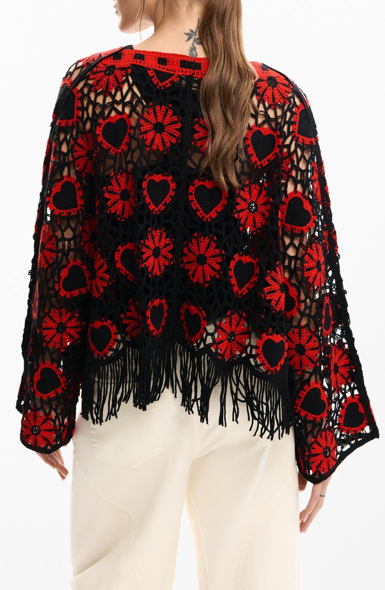 Desigual Fringe Sweater, Alternate, color, Black