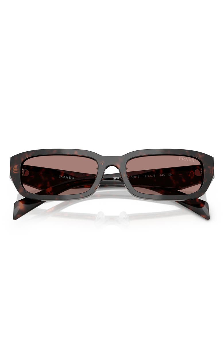Prada 55mm Rectangular Sunglasses, Alternate, color, Lite Brown