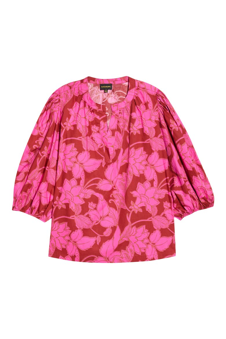 Craney Floral Print Top, Alternate, color, BURG-PINK
