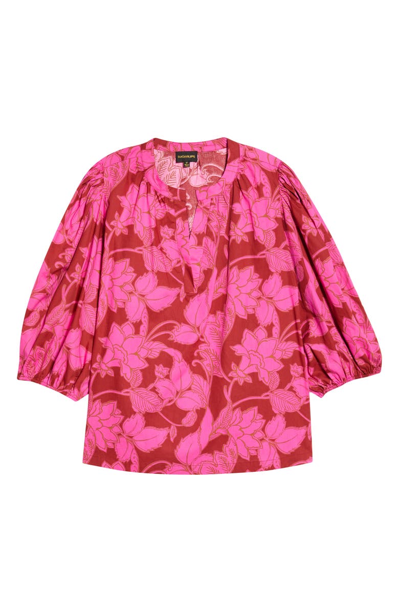 SUGARLIPS Craney Floral Print Top, Alternate, color, Burg-Pink
