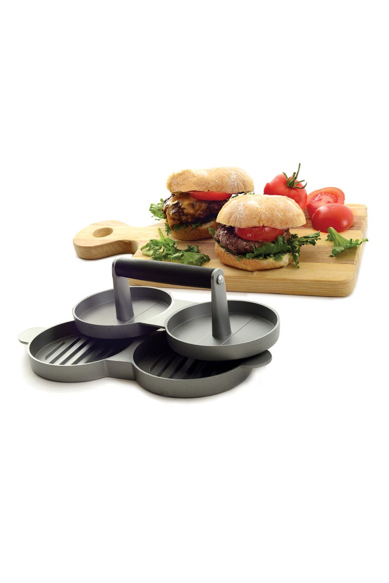 Nonstick Cast Aluminum Double Hamburger Press, Alternate, color, Silver