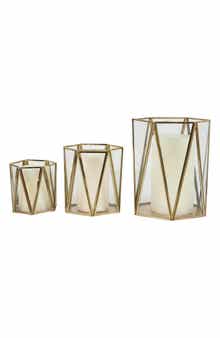 UMA Set of 3 Modern Metal Lantern Candle Holders