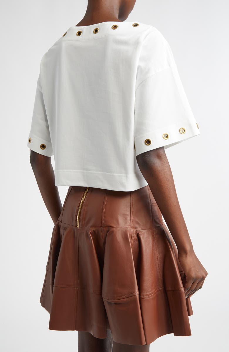 Zimmermann Grommet Boat Neck Cotton T-Shirt, Alternate, color, Ivory