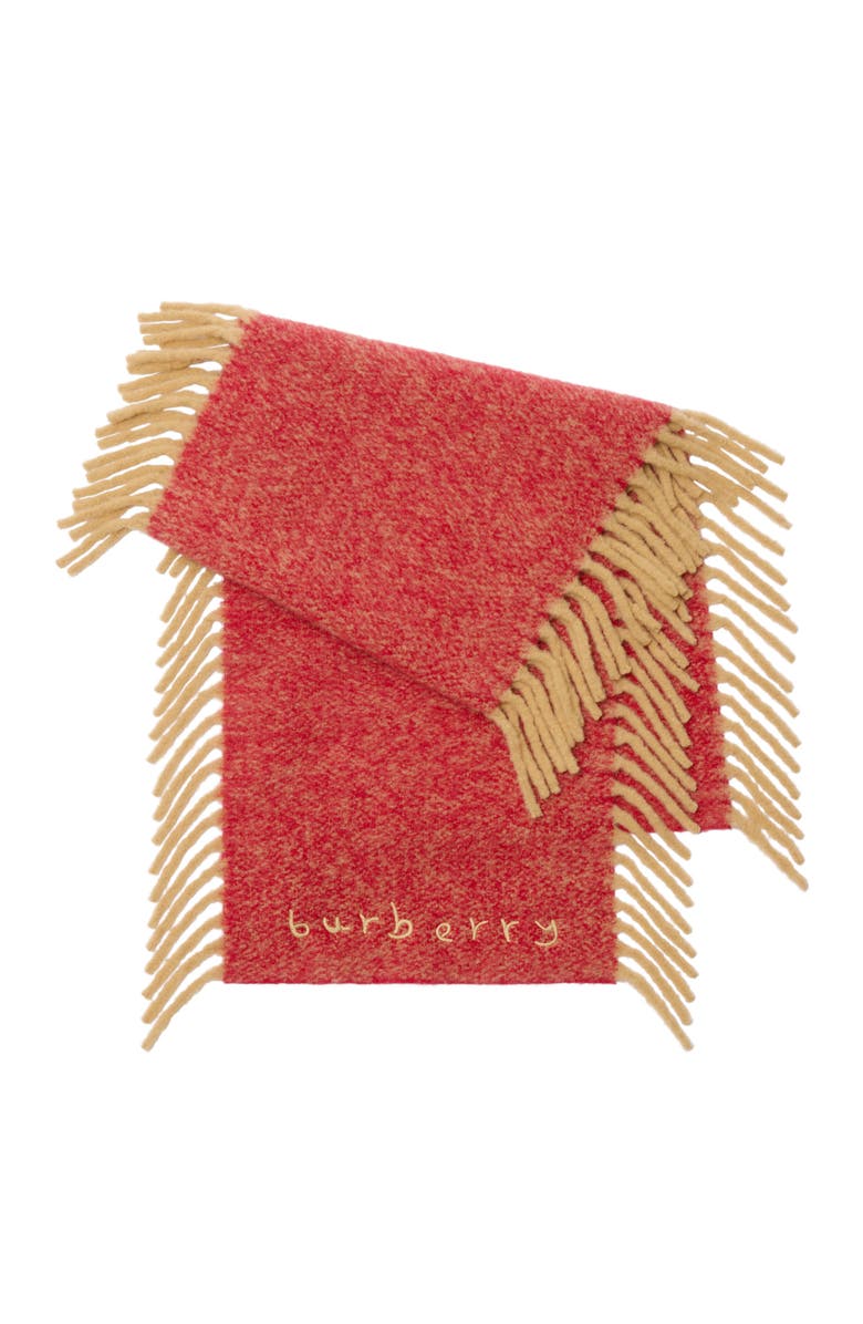 Burberry Alpaca Wool Blend Happy Scarf, Main, color, Sand Beige/Post Red