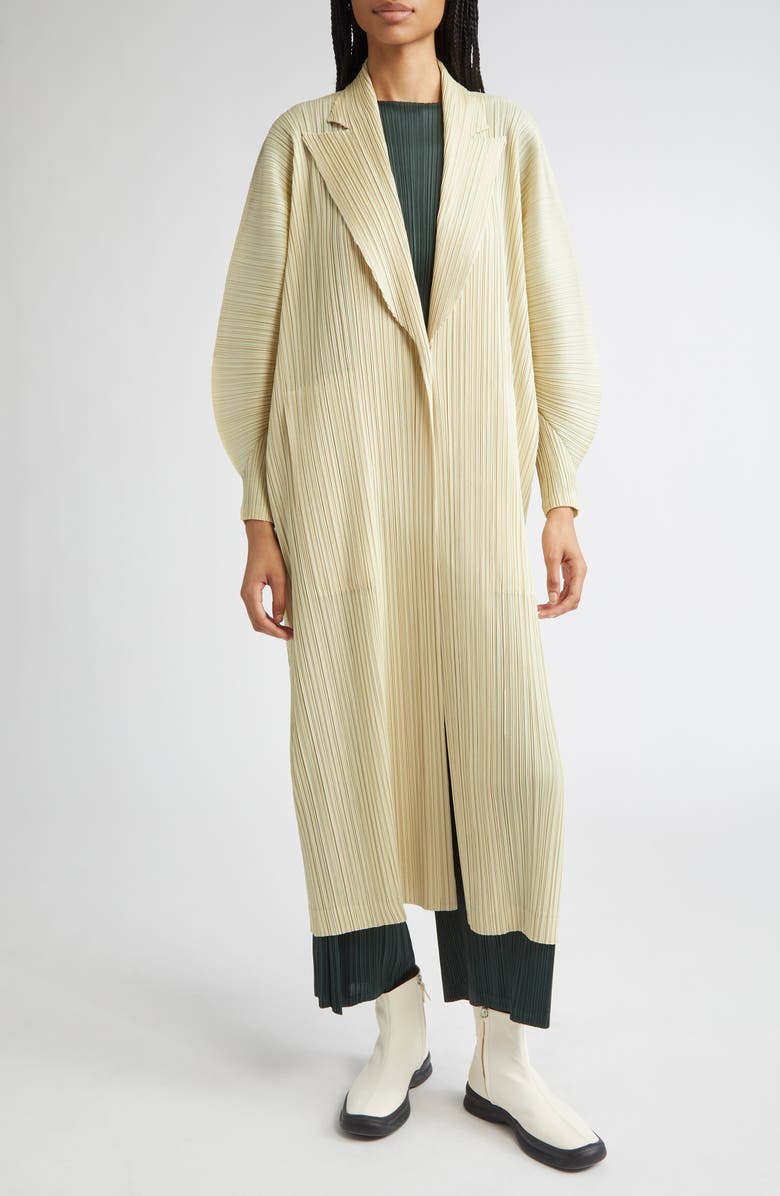 Pleats Please Issey Miyake Monthly Colors December Pleated Crop Wide Leg Pants, Alternate, color, Forest Green