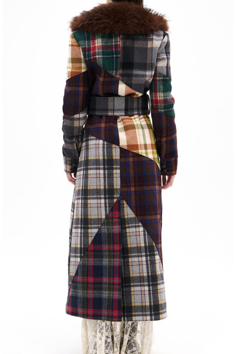 Cadault Plaid Patchwork Trench Coat, Alternate, color, BROWN MULTI