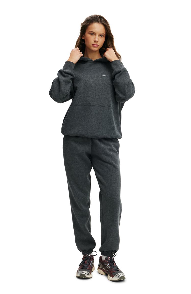 COTTON ON BODY Women's Active Plush Premium Graphic Hoodie, Alternate, color, Dark Grey Marle Wellness