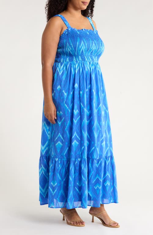 Sugarlips Carys Delcy Smocked Cotton Maxi Sundress In Blue