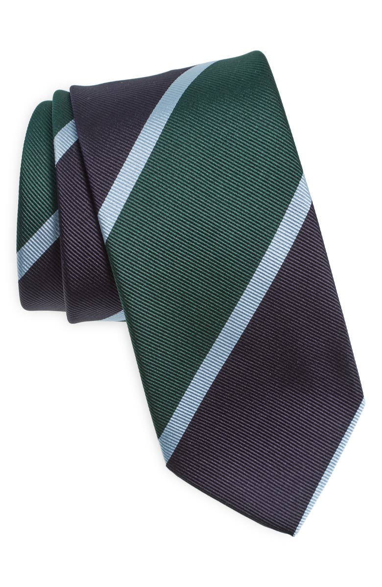 Drake's Mogador Block Stripe Silk Tie, Main, color, 202 Navy/ Blue/ Emerald