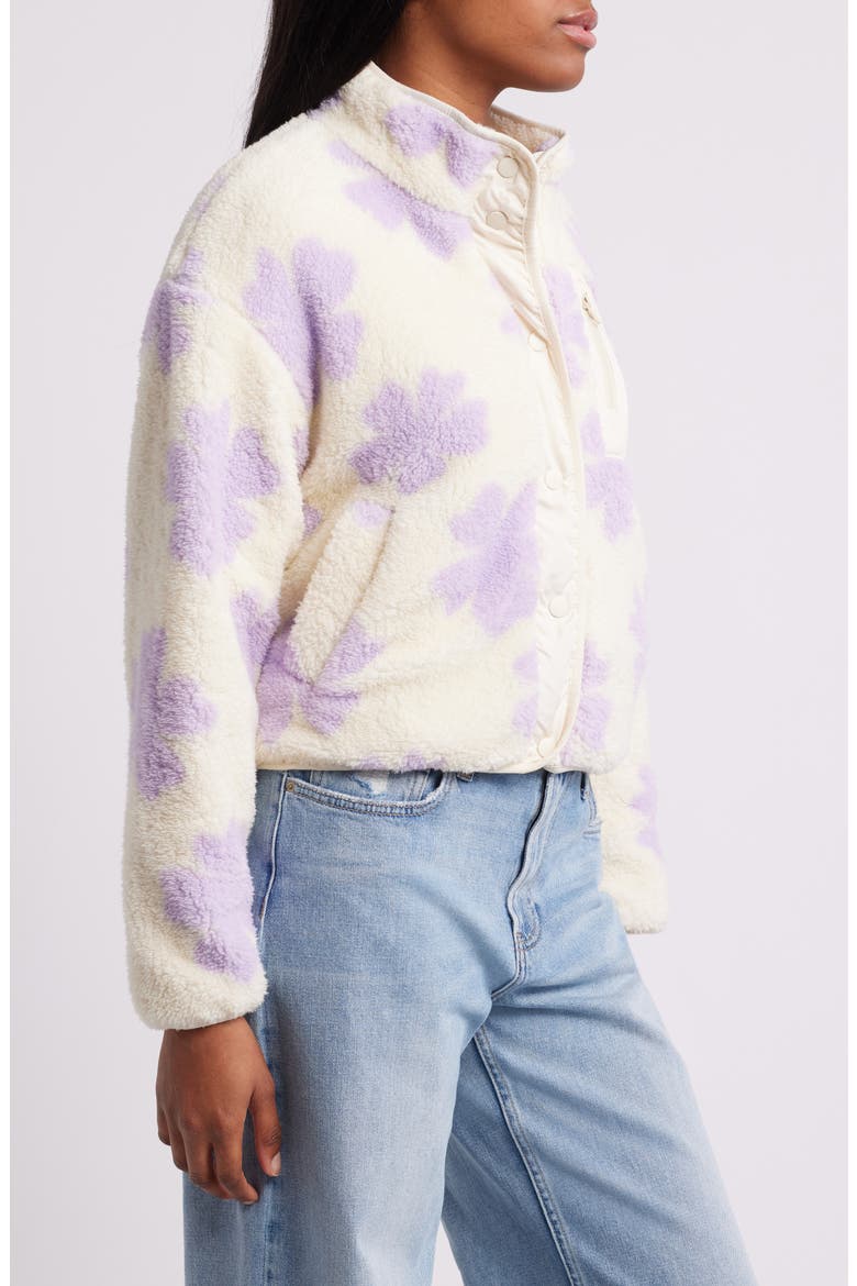 High Pile Fleece Floral Jacket, Alternate, color, LAVENDER CREAM FLORAL