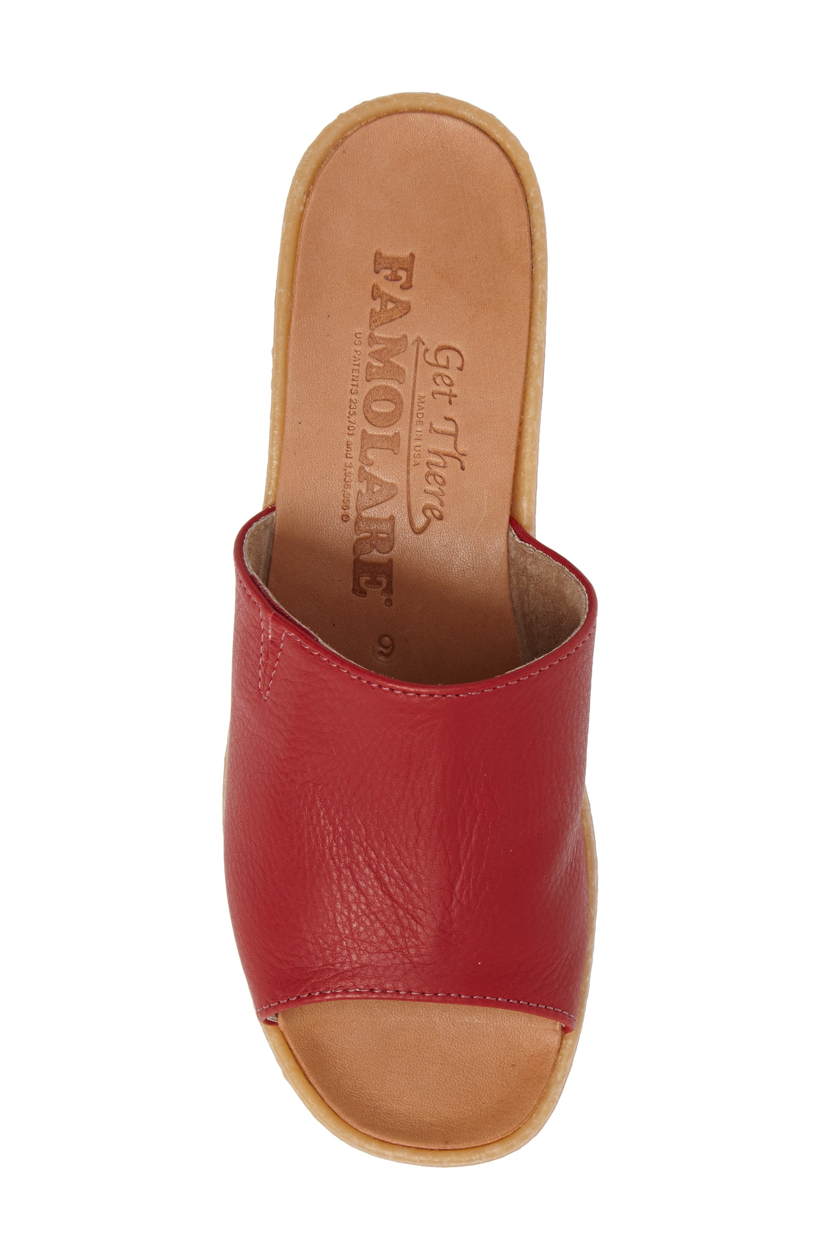 Slide N Sleek Wedge Slide Sandal, Alternate, color, RED LEATHER