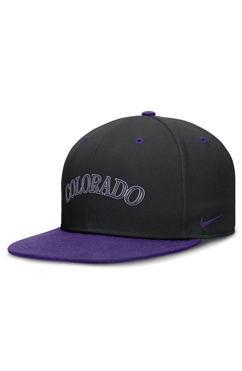 Nike Men's Nike Black/Purple Colorado Rockies 25th Anniversary True Primetime Two-Tone Performance Fitted Hat, Alternate, color, Black
