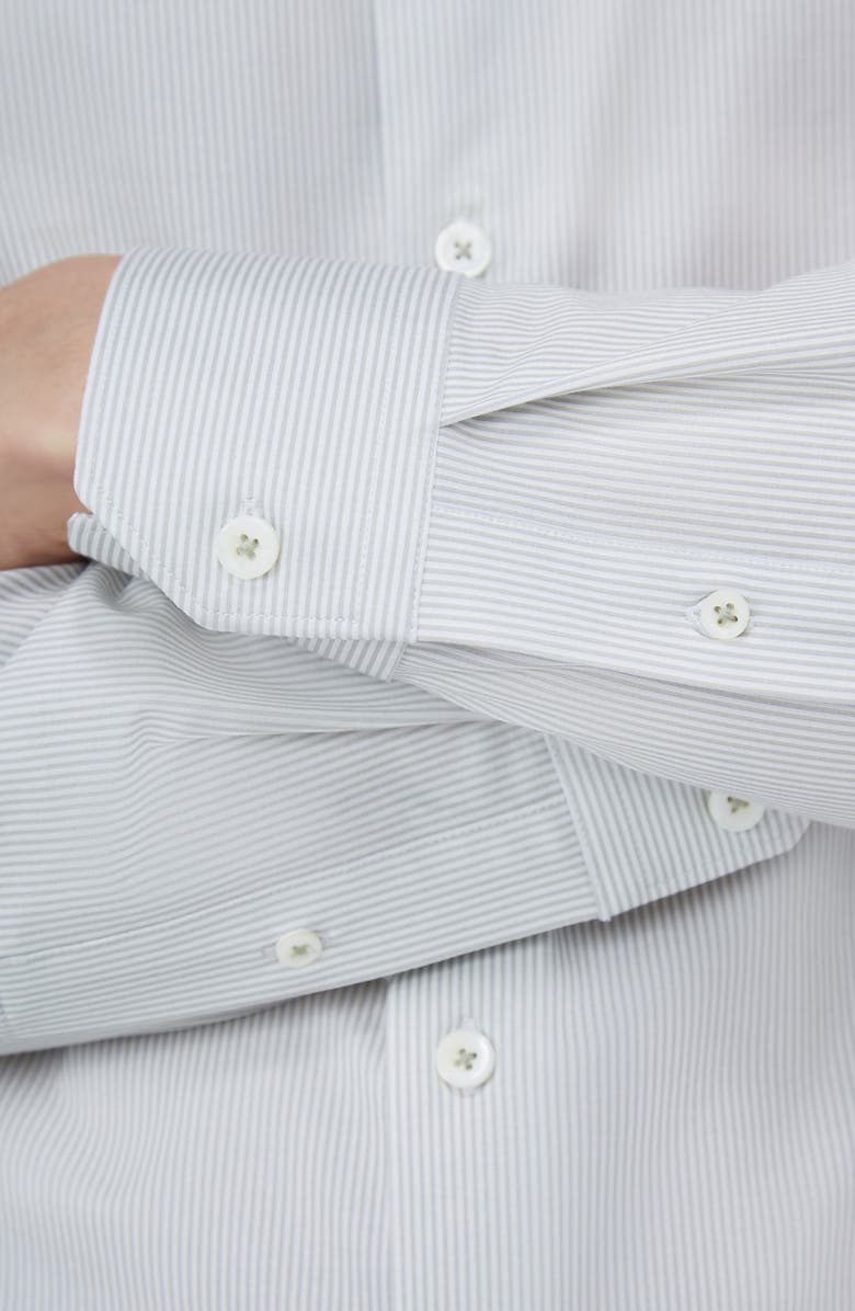 Bugatchi James OoohCotton<sup>®</sup> Pinstripe Button-Up Shirt, Alternate, color, Willow
