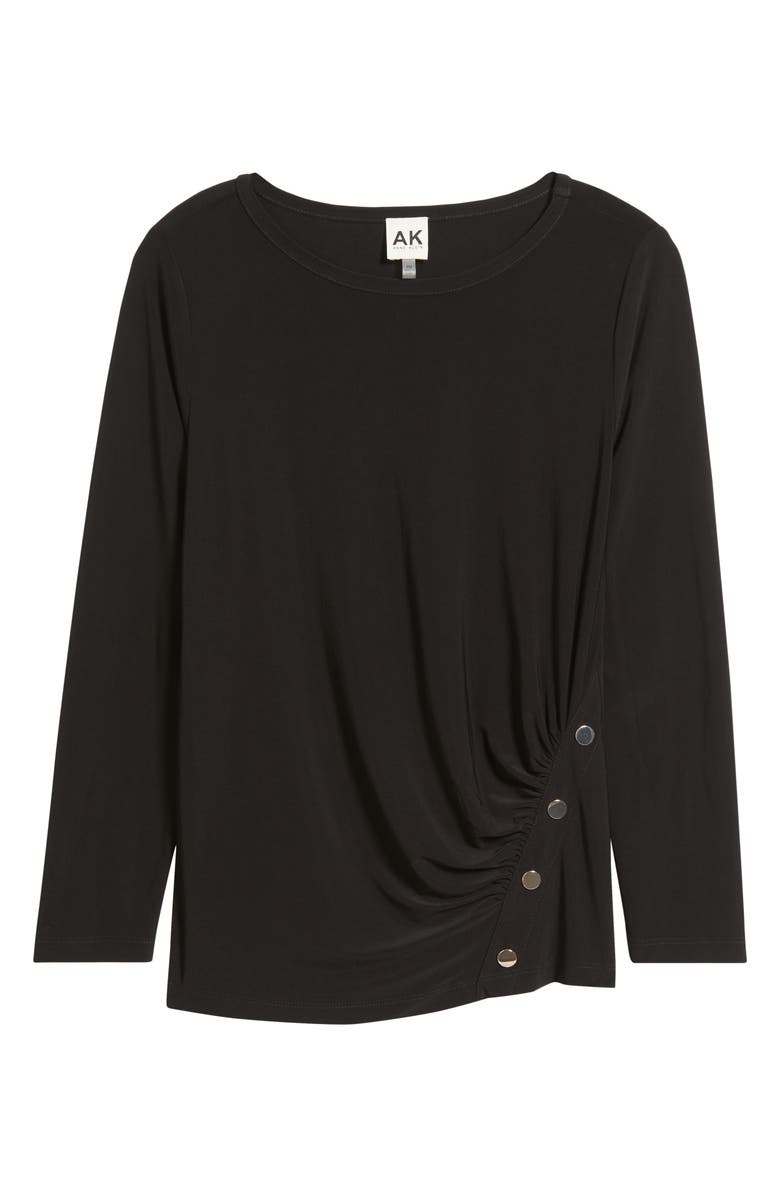 AK ANNE KLEIN Asymmetric Ruched Rivet Accent Top, Alternate, color, 