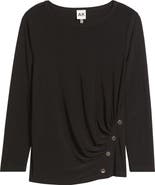 AK ANNE KLEIN Asymmetric Ruched Rivet Accent Top