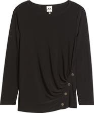 AK ANNE KLEIN Asymmetric Ruched Rivet Accent Top