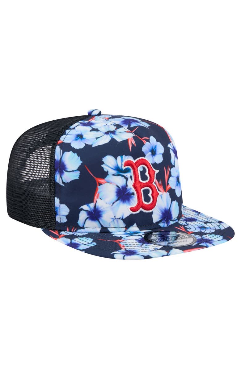 New Era Men's New Era Navy Boston Red Sox Adventure Pattern Golfer Trucker Snapback Hat, Alternate, color, 
