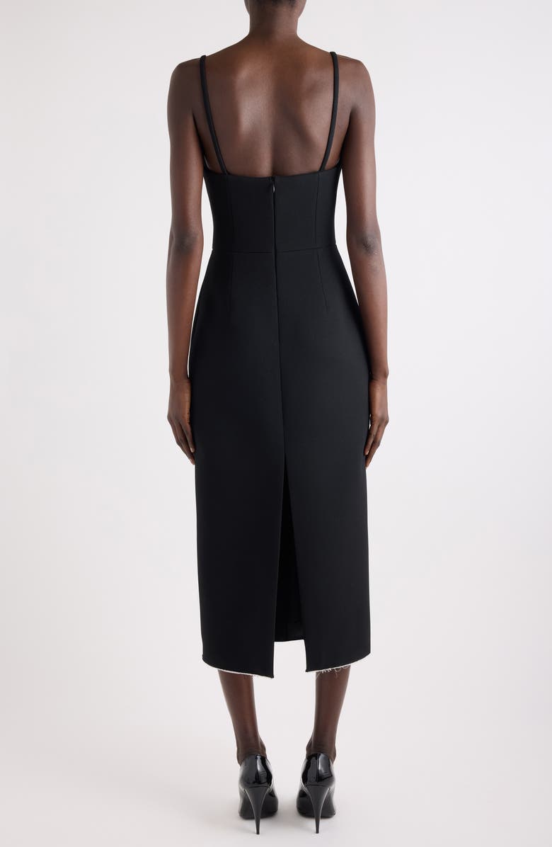 Givenchy Raw Edge Stretch Crepe Midi Dress, Alternate, color, Black