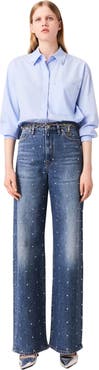 maje Wide-leg denim jeans with studs