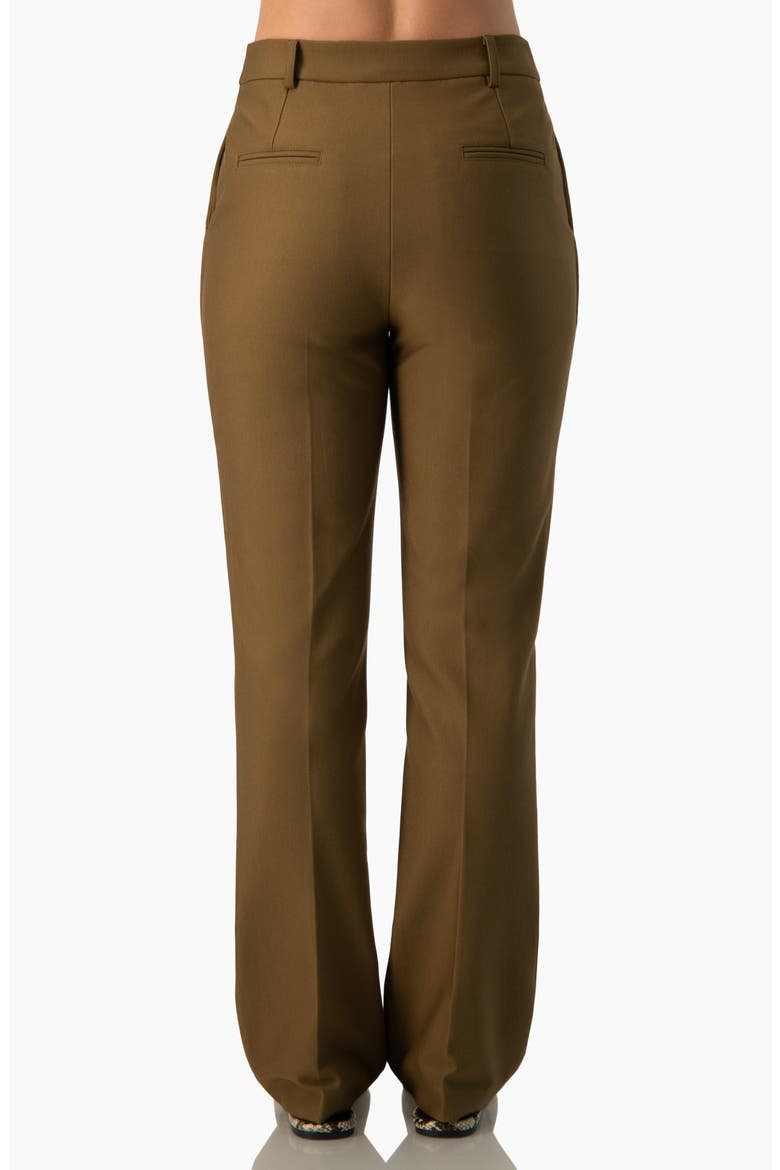Structured High-Rise Straight-Cut Dress Pants, Alternate, color, Olive Green