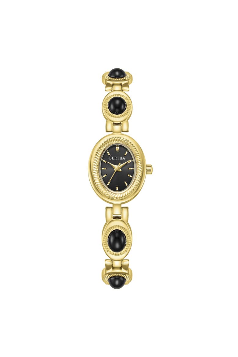 Rosalie Jade Stone Bracelet Watch, Main, color, Black