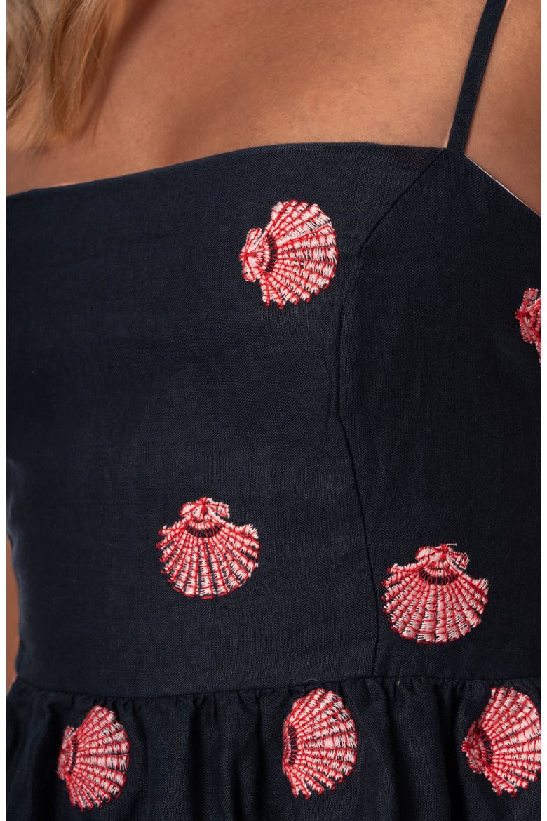 Sea Shells Emily Embroidered Linen Cover-Up Dress, Alternate, color, BLUE