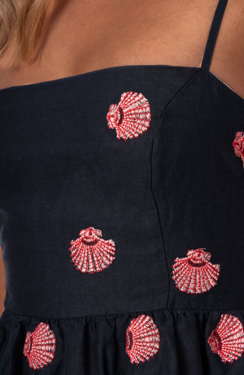 Maaji Sea Shells Emily Embroidered Linen Cover-Up Dress, Alternate, color, 