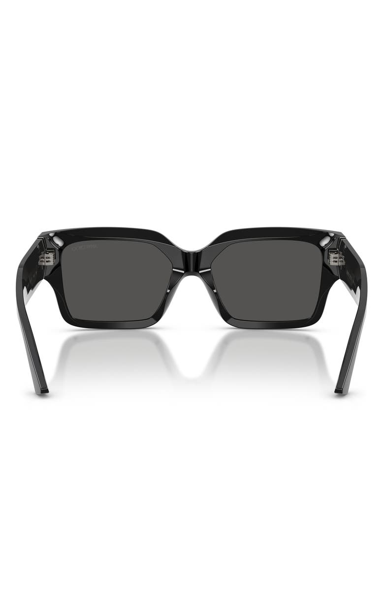 Jimmy Choo 55mm Rectangular Sunglasses, Alternate, color, Black / Dark Grey