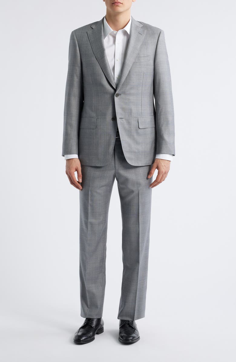 Heritage Gold Classic Fit Super 130s Grey Plaid Wool Suit, Main, color, 