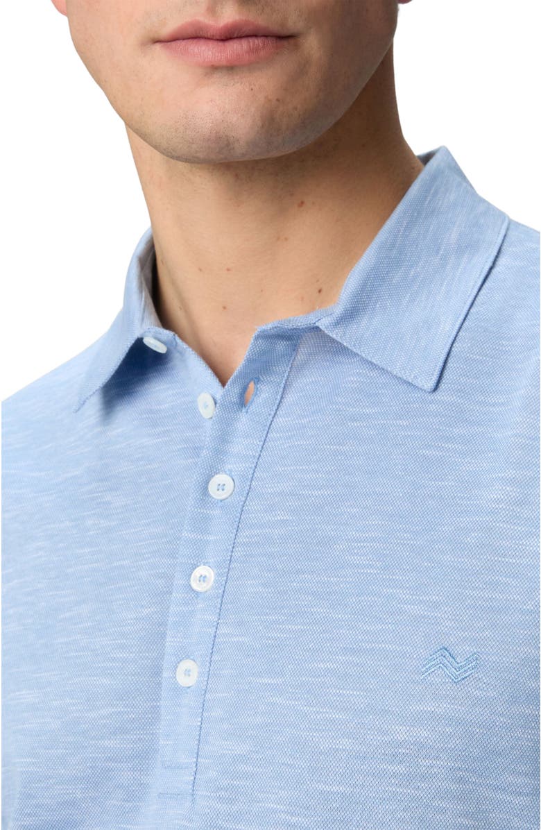 Missoni Slub Cotton And Linen Polo Shirt With Zigzag Embroidery, Alternate, color, Blue