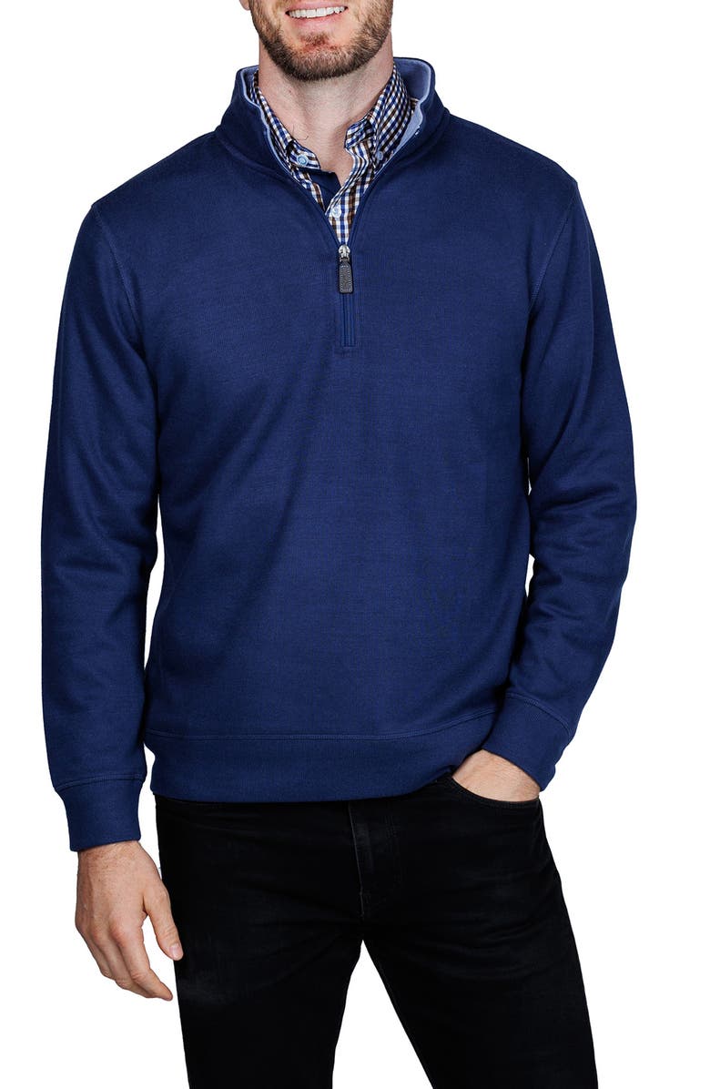 TailorByrd French Rib Quarter Zip Sweater, Main, color, Navy